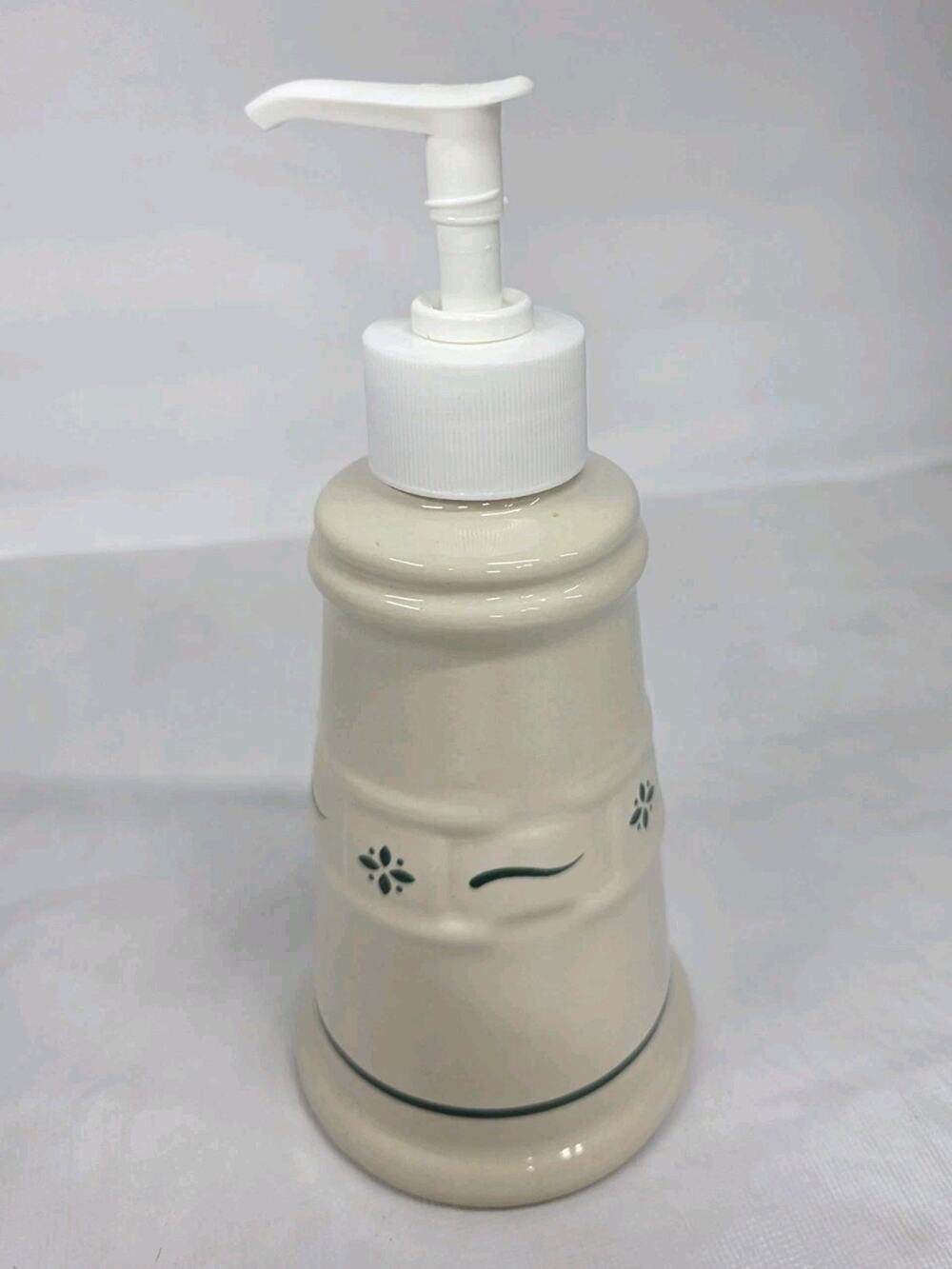 Longaberger Woven Traditions Green Pottery SOAP Lotion DISPENSER USA